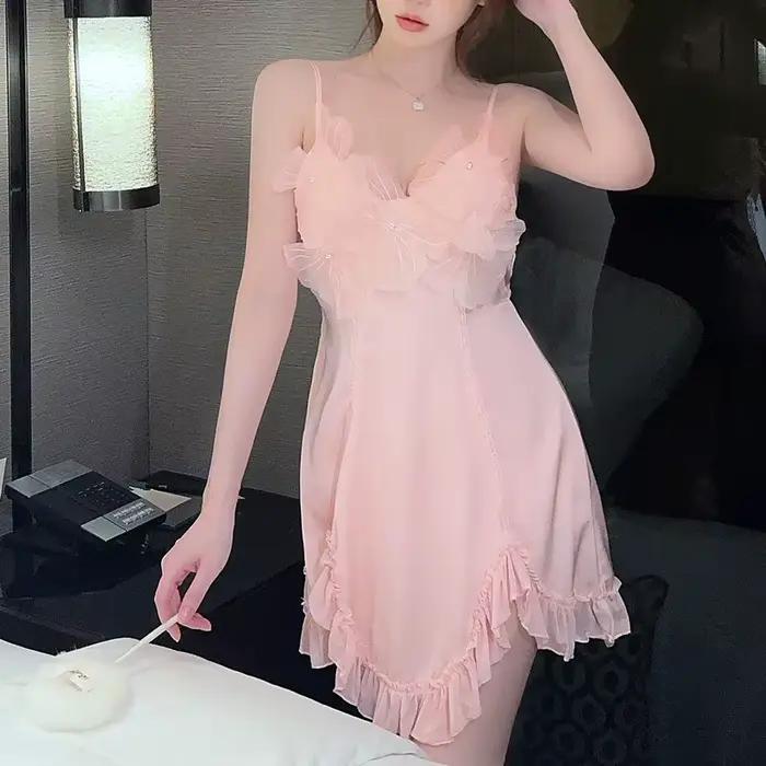 Chemise de nuit en dentelle dos nu pour femmes, robe de nuit tentation, vêtements de nuit sexy, chem