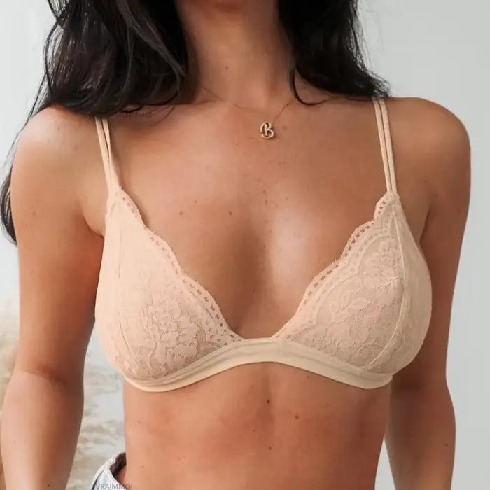 Soutien-gorge en dentelle pour femme, style français, lingerie à bonnets triangulaires pour filles, 
