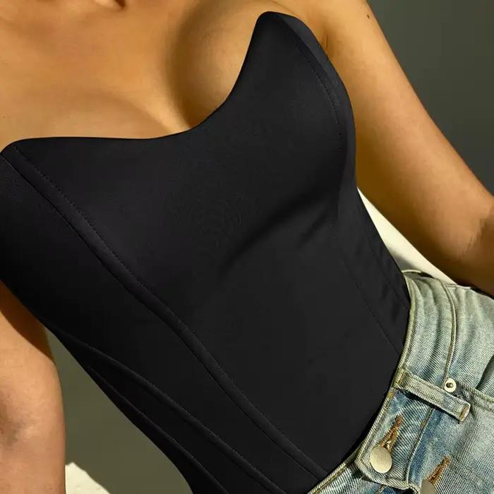 Corset élastique ajouré en dentelle, camisole transparente sans manches en dentelle, bustier sexy aj