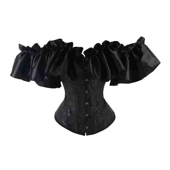 Corset Burlesque victorien pour femme, robe noire, ensemble jupe, off initié, sexy, Overbust, gothiq