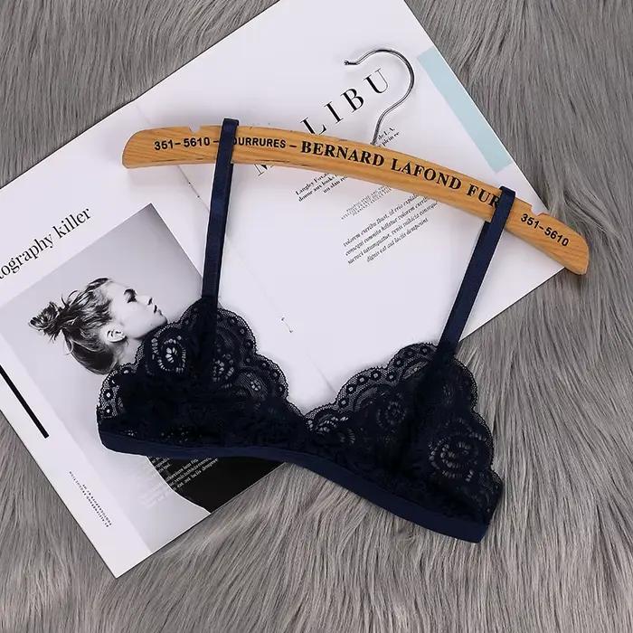 Soutien-gorge fin sans coussinet de poitrine pour femmes, Lingerie Sexy en dentelle, découpe au dos,