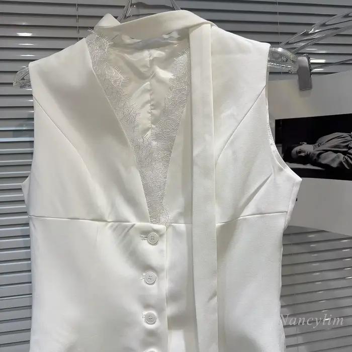 Haut à col en V avec coutures en dentelle pour femme, simple boutonnage, glaçage imbibé socialite, h