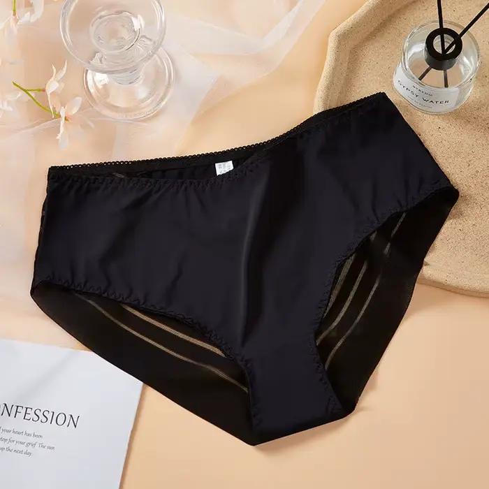 Femmes taille moyenne culottes Sexy Transparent sous-vêtements élastiques dames sans couture mince s