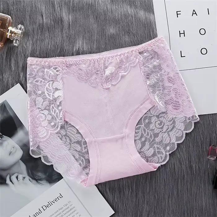 Culotte en dentelle sexy pour femme, sous-vêtement décontracté sans couture, grande taille, L-3XL