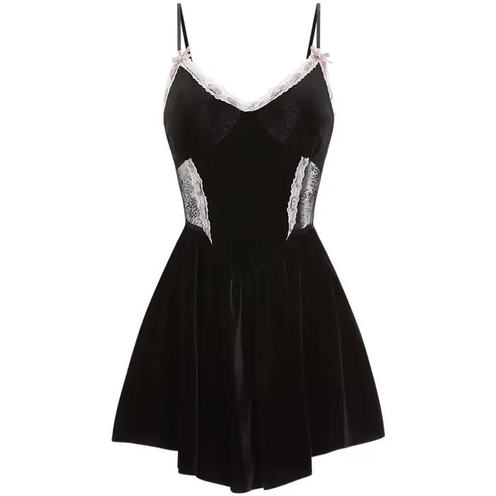 InjCheongsam-Chemise de nuit de femme de chambre vintage pour femmes, dos évidé, lingerie sexy, olym