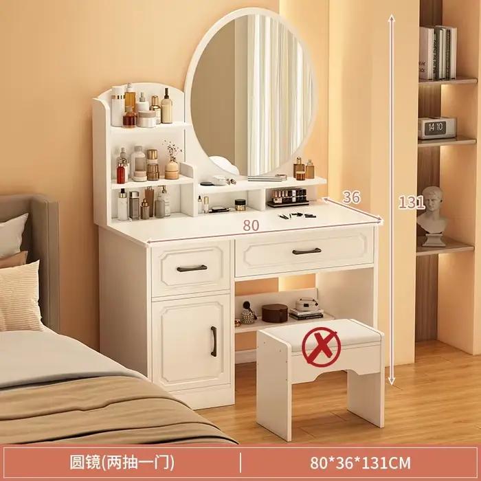 Organisateur de coiffeuse nordique pas cher pour salon, commode blanche avec miroir, meuble de range