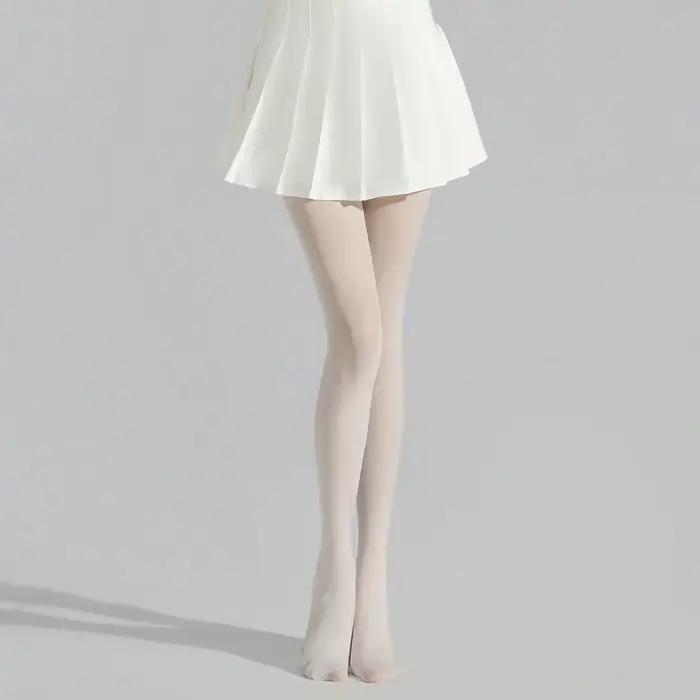 1 paire de collants blancs pour femmes, collants blancs transparents extensibles, bas résille pour f