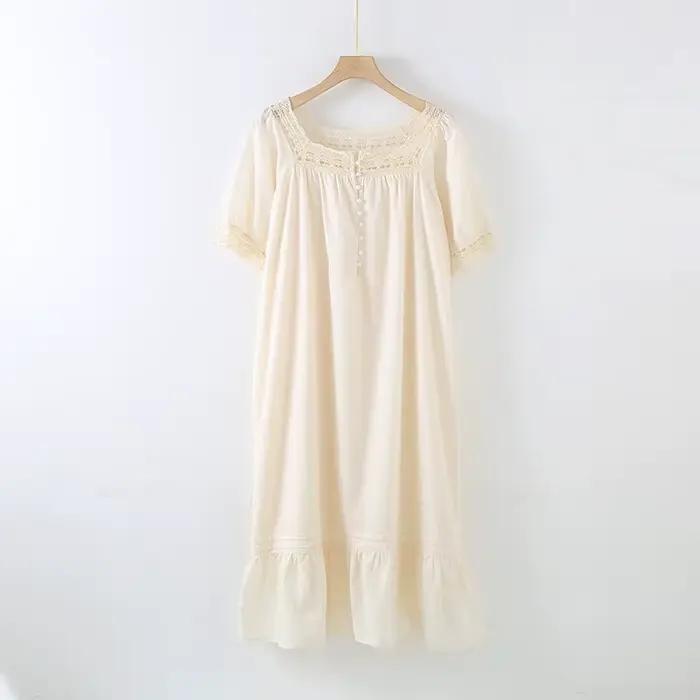 Chemise de nuit à manches courtes et longues pour femmes, robe de maison douce et simple pour filles