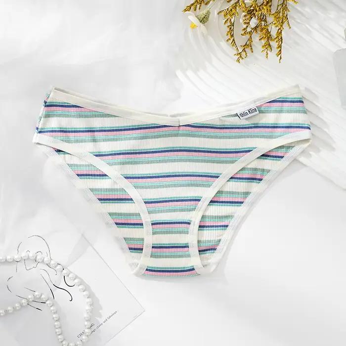 Culotte en coton coloré pour femmes, sous-vêtements confortables, Sexy, taille moyenne, Lingerie int