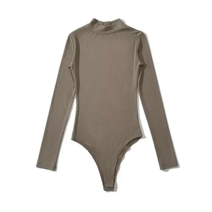 Costume de batterie à col roulé pour femme, manches longues, côtelé