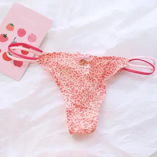 Culotte Sexy en maille t-back, String Transparent, fraise cerise, taille basse, sans couture, sous-v