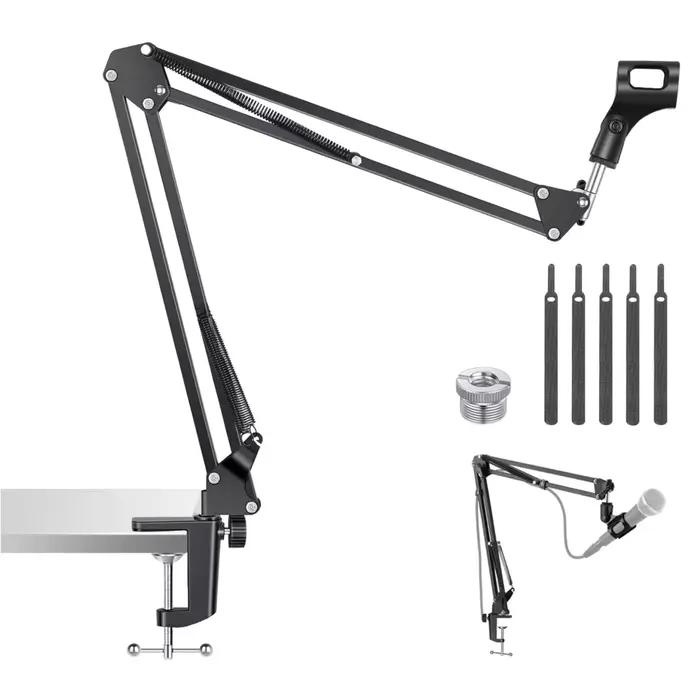 Bras de microphone articulé, support de suspension réglable avec pince robuste, support de micro à c
