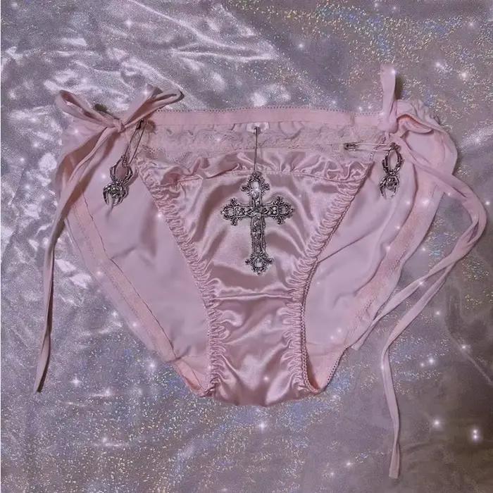 Culotte papillon rose en dentelle, Culotte Lolita, Culotte Esthétique Y2K, Culotte Harajuku Ptalk, C