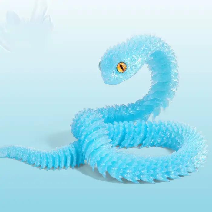 Serpent imprimé réaliste en 3D, ornement de serpent rotatif multicolore, modèle de serpent de Simula