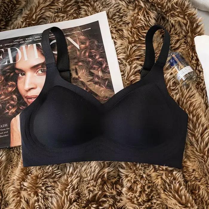 Soutiens-gorge push-up pour femmes, grande taille, sans couture, sans armatures, bretelles larges ré