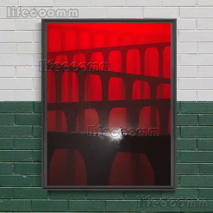 Peinture sur toile d'art mural abstrait du monde de cauchemar, scène de rêve d'horreur de fantaisie 