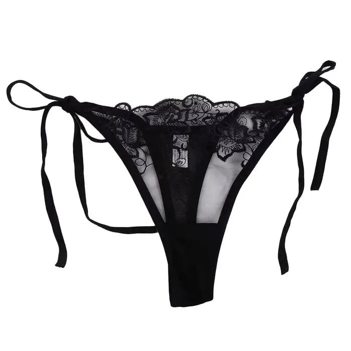 Sous-vêtement en coton avec broderie en dentelle pour femme, lingerie ajourée, culotte courte