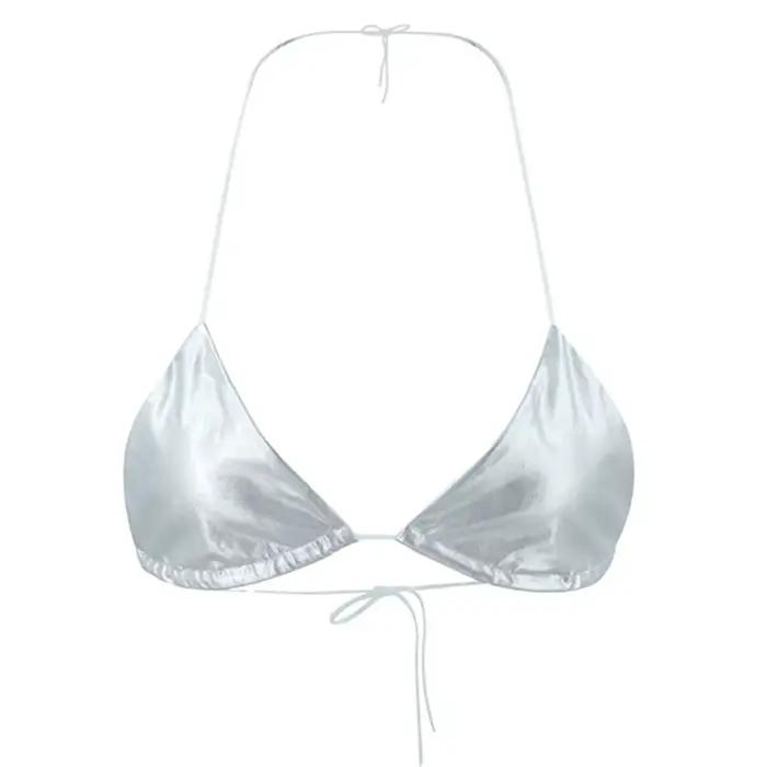 Soutien-gorge pour femmes, mince Simple, bonnet couleur argent métallique, Bralette d'été