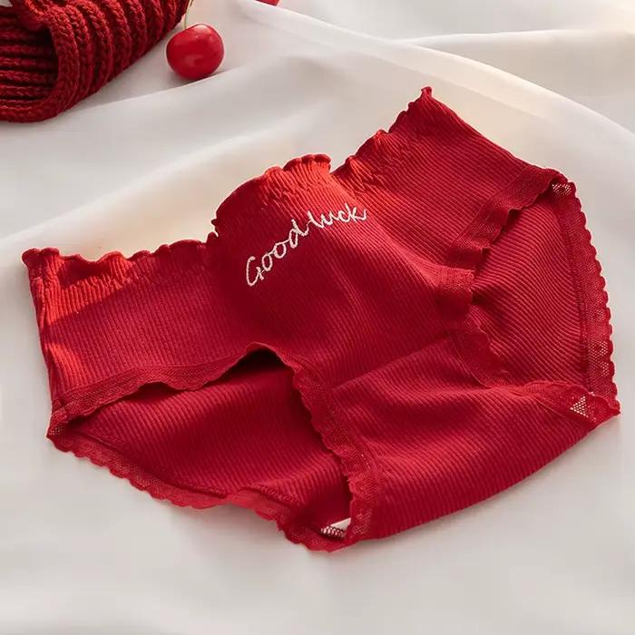Culotte de noël en coton pour femmes, sous-vêtement Sexy pour femmes, sous-vêtements rouges, grande 
