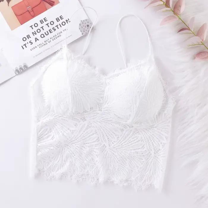 Soutien-gorge en dentelle non rembourré pour femme, haut sexy en fibre solide, bralette en Y, bustie