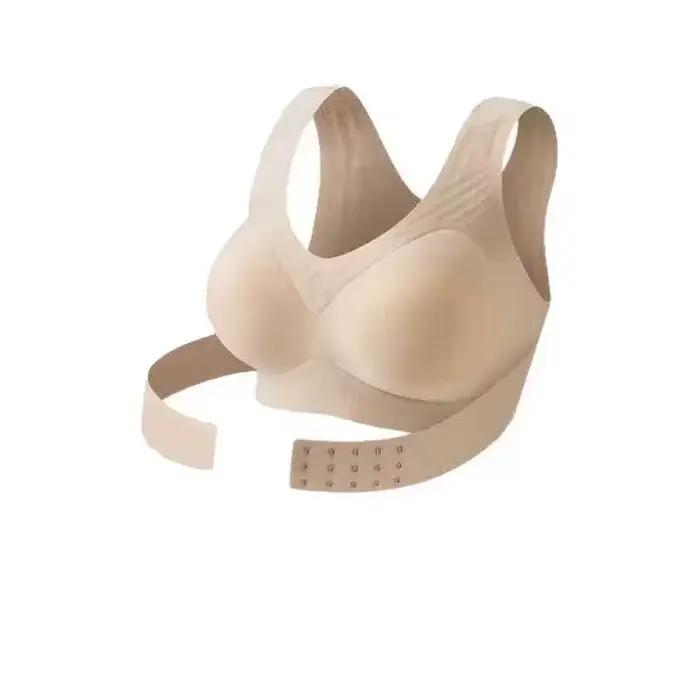 Soutien-gorge de sport sans fil à fermeture avant et dos croisé pour femme, sans couture, anti-affai
