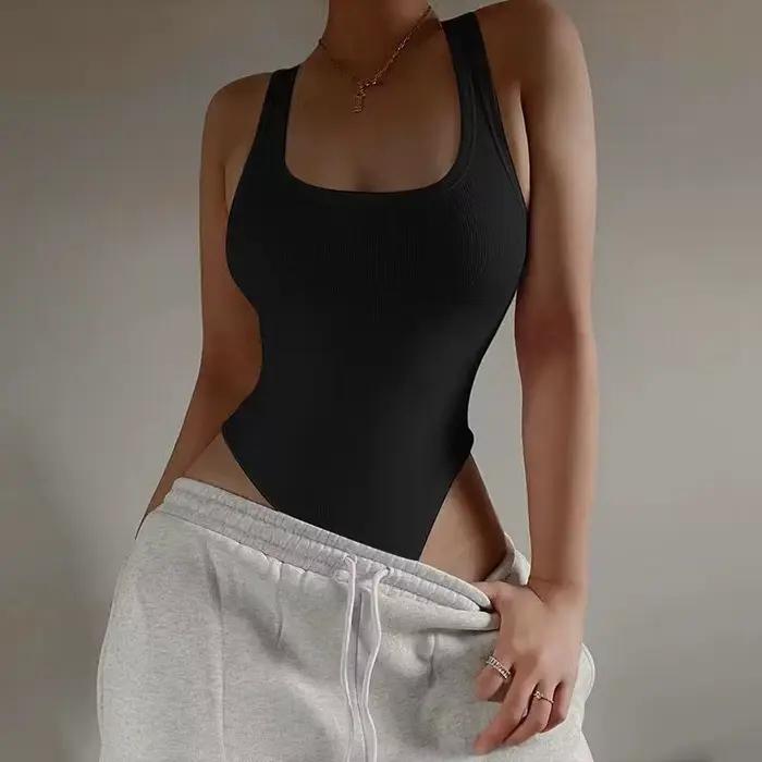 Body en tricot sans manches pour femmes, Sexy, moulant, épaules dénudées, col licou, décontracté, co