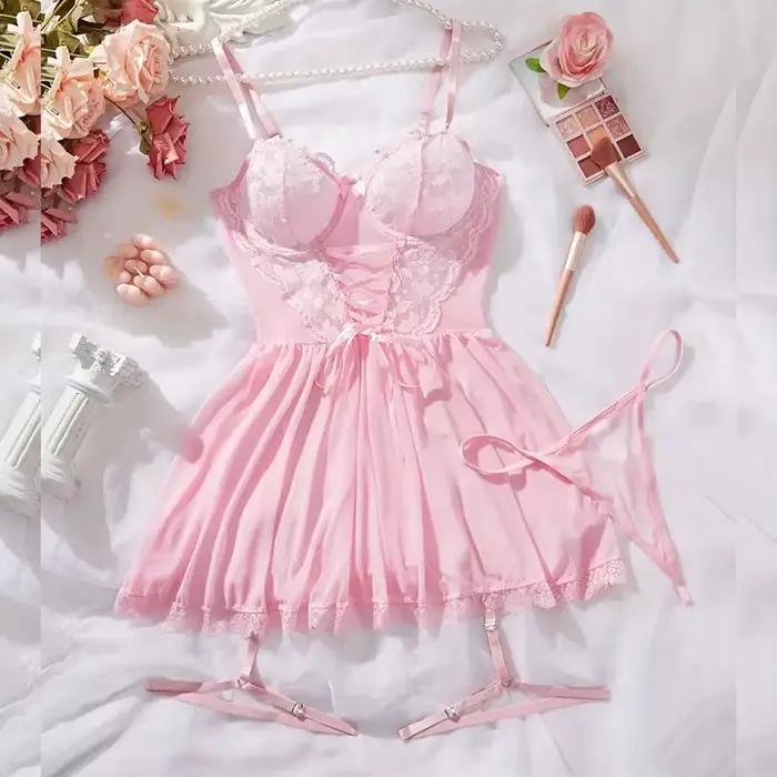 Ensemble de lingerie jarretière avec string et attache-jambe, sous-vêtements sexy pour femme, nuiset