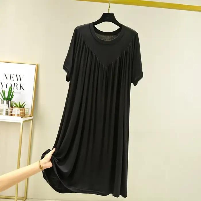 Chemise de nuit en coton pour femmes, vêtements d'été, ample, grande taille, décontractée, manches c