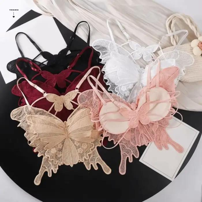 Soutiens-gorge papillon sans dos doux, coupe ajustée, rembourrés, en dentelle, camisoles, style coré