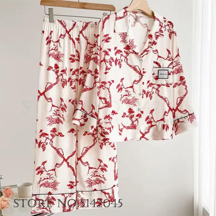 Ensemble de pyjamas papillon jacquard pour femmes, vêtements de nuit, surintendant en satin, vêtemen
