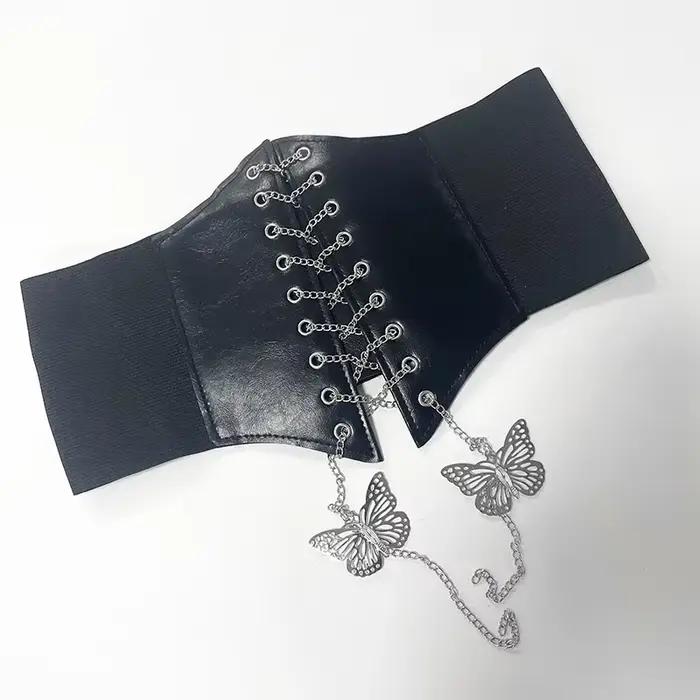 Corset à chaîne papillon, ceintures larges en Faux cuir, ceinture amincissante façonnant le corps po