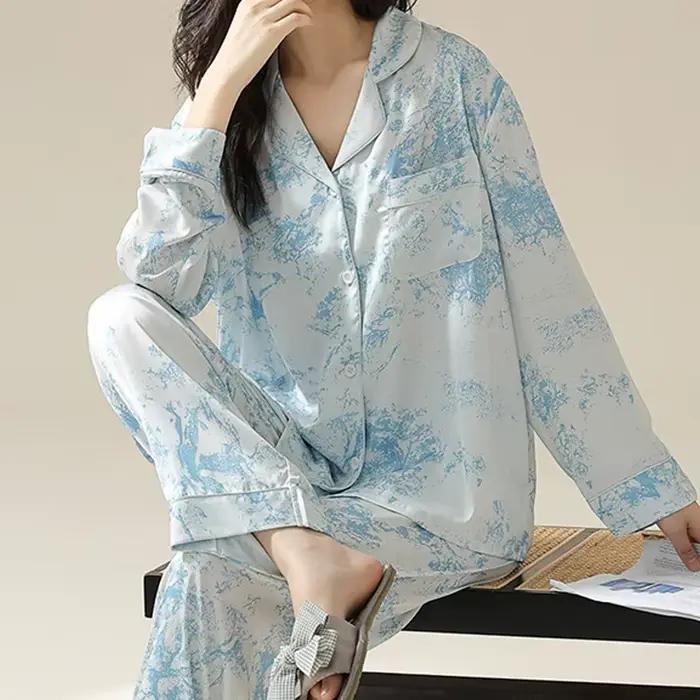 Nouveau doux maille pyjamas ensemble Sexy dentelle princesse Style vêtements de nuit décontracté imp