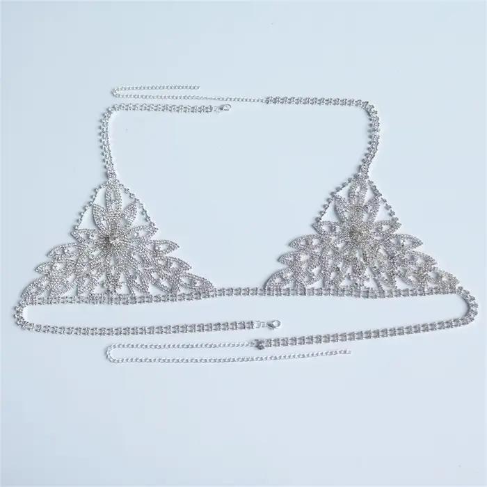 Chaîne de soutien-gorge en cristal pour femmes, bijoux de corps, design floral sexy, parfait pour le