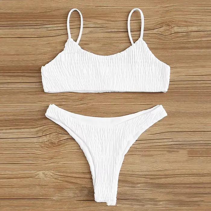 Sexy Triangle maillot de bain pour femmes Vintage plissé jarretelle Push Up Bikini été 2025 nouveau 