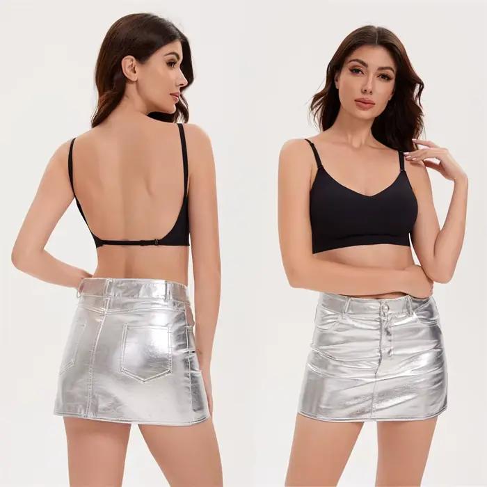 Flarixa soutien-gorge dos bas sans couture Support multidirectionnel sans fil dos nu licou rembourré