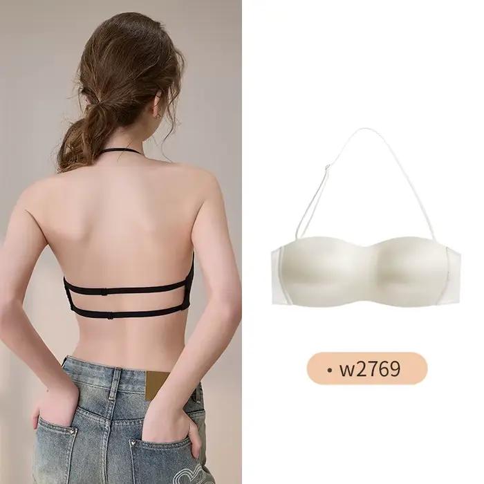 Soutien-gorge convertible rétro à col licou, adhésif, dos nu, sans bretelles, ajustement confortable