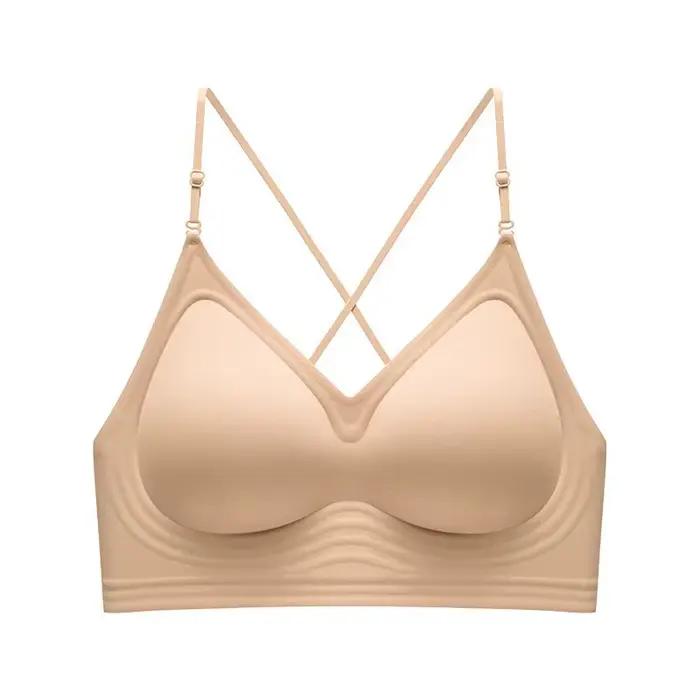 Soutien-gorge d'été pour femme, rehausseur de dos : à fines bretelles, push-up, dos nu, sans couture