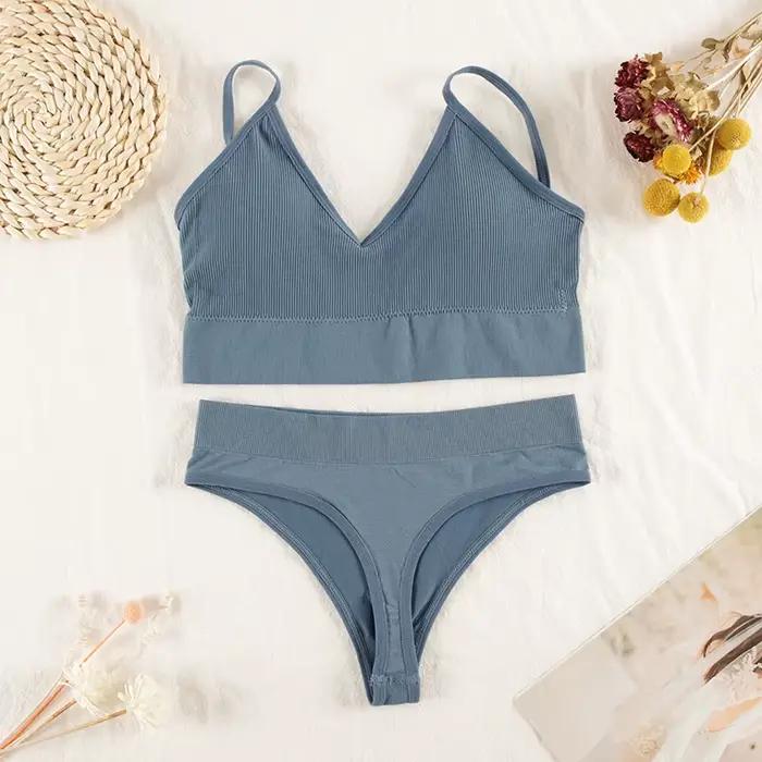 CHRLEISURE femmes ensemble de sous-vêtements sans fil Lingerie culotte soutien-gorge Sexy string san