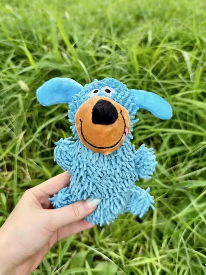 Jouet pour chien qui couine, jouet en forme de balai, avec fonction sonore et oscillante, jouet bleu