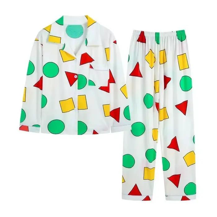 Pyjama deux pièces pour Couple, modèles japonais, printemps et automne, dessin animé mignon, manches