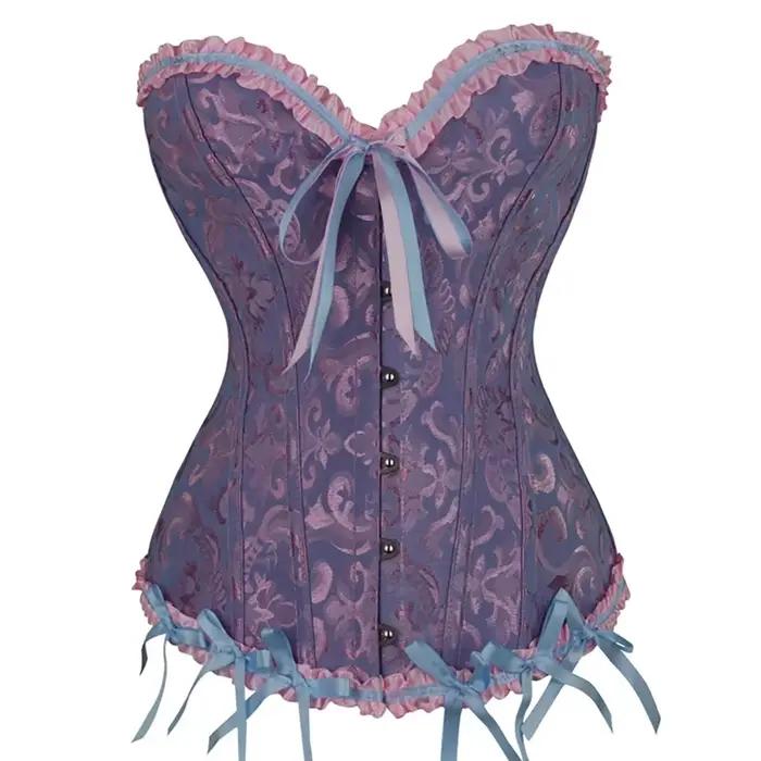 Corset victorien pour femme, bustier vintage à lacets, gaine sculptante à baleines, corset jacquard 