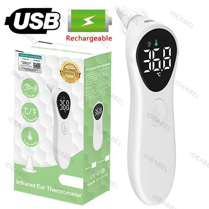 Thermomètre auriculaire médical rechargeable ℃ / ℉   Thermomètre corporel Laser numérique sans contact pour bébé et adulte, LCD, température de la fièvre