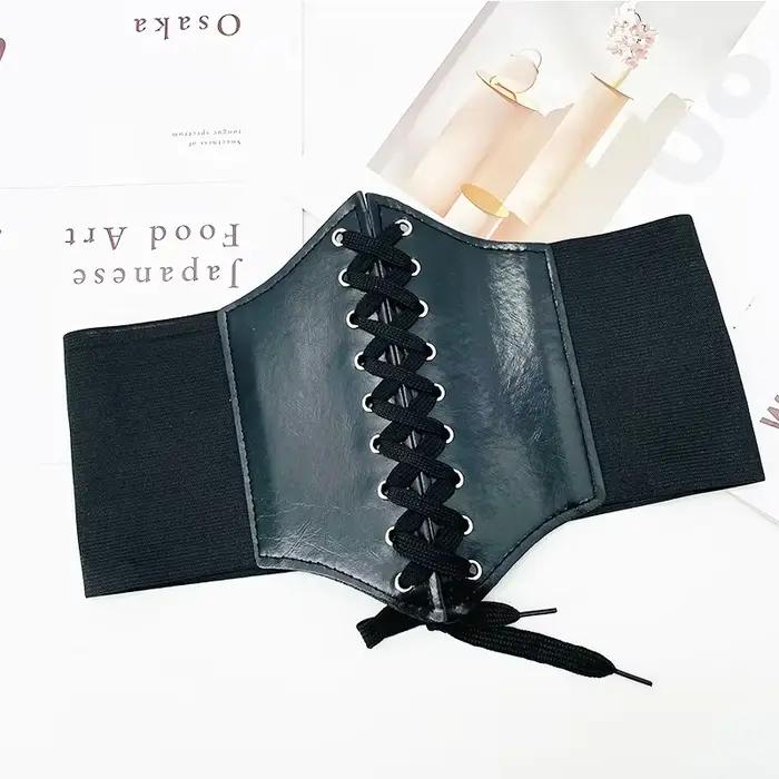 Corsets pour femmes large ceinture gothique minceur gaine ventre plat blanc Corset élastique taille haute Faux cuir noir ceintures Korsett