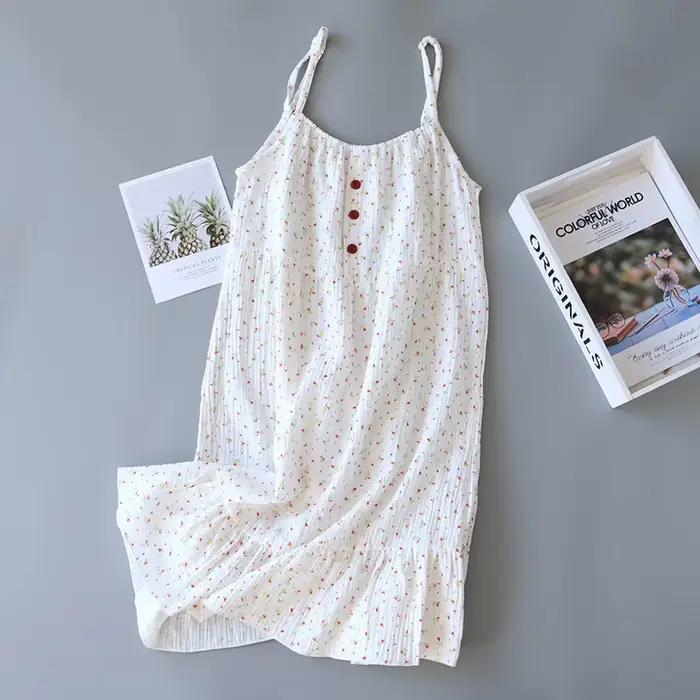 Chemise de nuit en gaze de coton pour femme