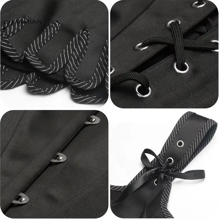 Corset Vintage en Brocart Désossé d'Acier avec Bretelles pour Femme