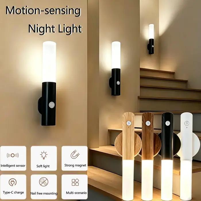 Lampe LED de nuit à chargement USB, à détection intelligente de mouvement, pour chevet, armoire, éclairage domestique, lampe à capteur de mouvement