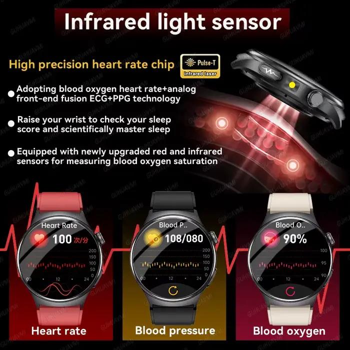 Nouvelle montre connectée 2026 pour diagnostic précis, avec mesure de la graisse corporelle, ECG, oxygène sanguin, tension artérielle, santé et sport, écran HD AMOLED, appels, pour hommes et femmes