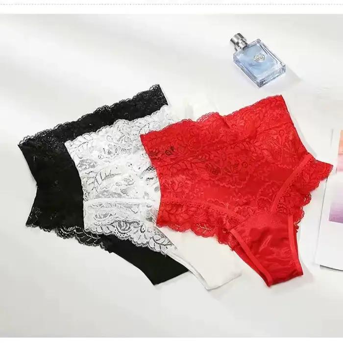 Ensemble de lingerie en dentelle pour femmes avec grande hauteur de montée en polyester, rayon et spandex pour une allure élégante et confortable occasions spéciales