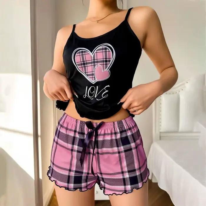 Ensemble de pyjama pour femme Fashion Love Heart