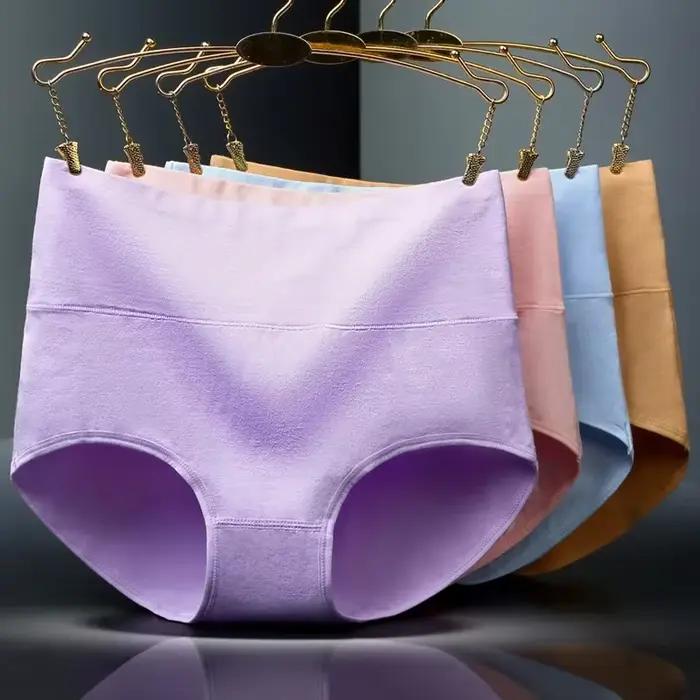 4 pièces/lot taille haute sous-vêtements coton culottes femmes corps mince